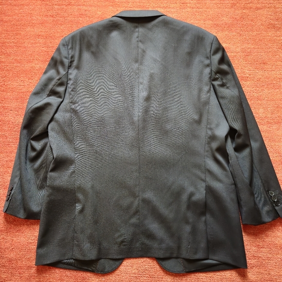 HUGO Boss Marzotto 100% Wool Blazer Suit Jacket Size 46R Black Red Lined - Picture 2 of 13